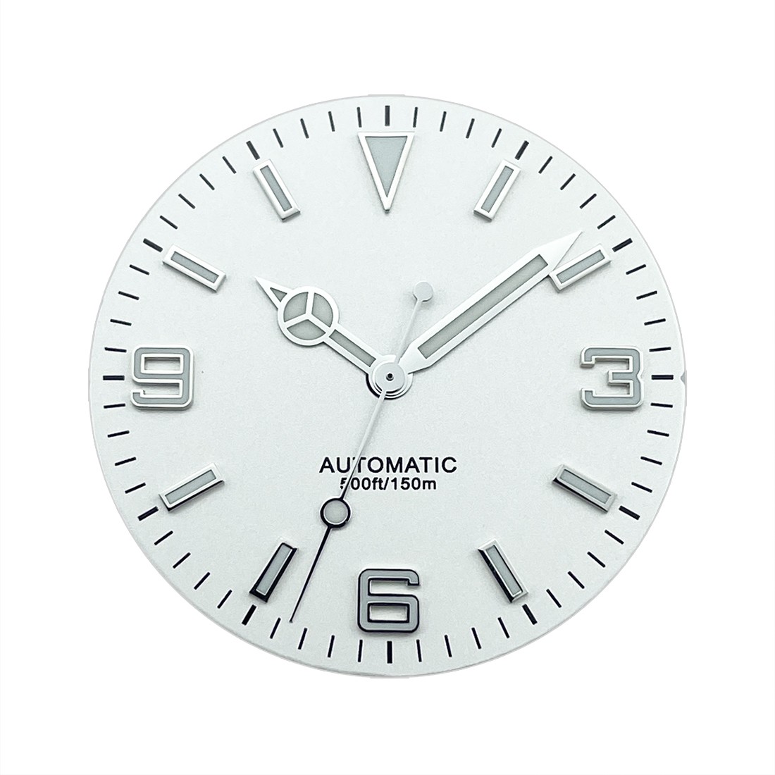 NH38A BGW9 28.5mm Black White Explor Style Watch Dial and Hands Set No Date