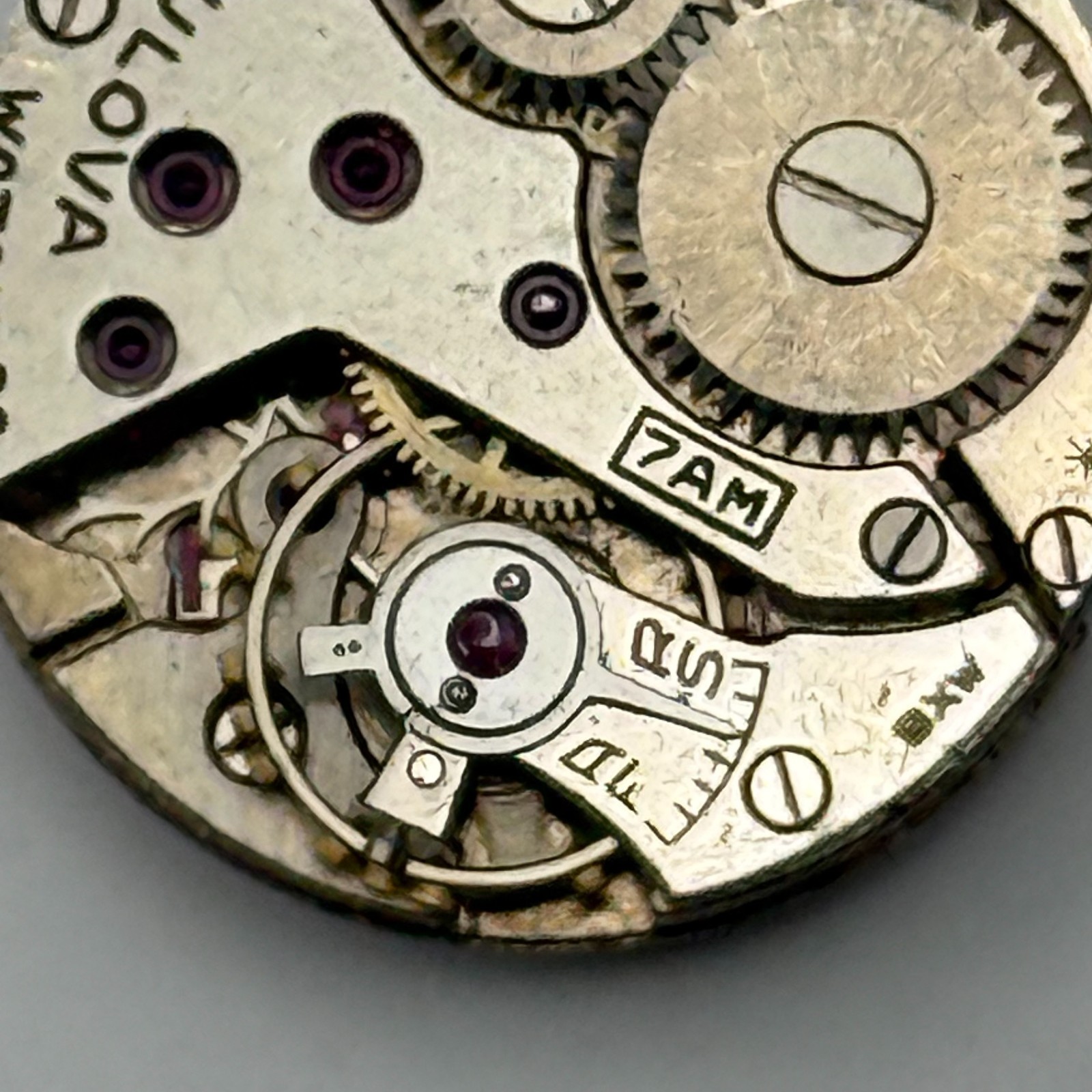 Bulova 7AM Watch Movement Running Swiss 17Jewels Manual Wind Parts Repair 17.1mm
