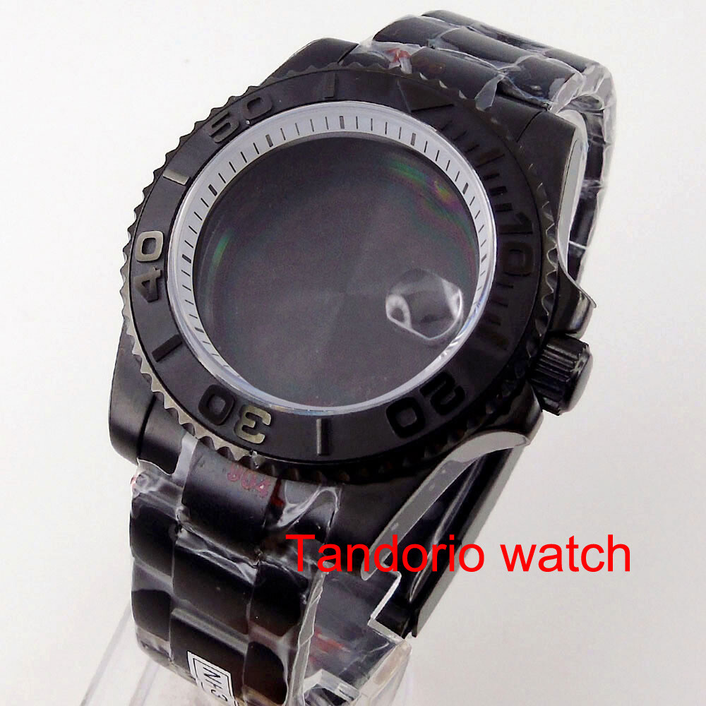 40mm Sapphire Glass Ceramic Bezel Chapter Ring Watch Case Fit for NH35 NH36 2824