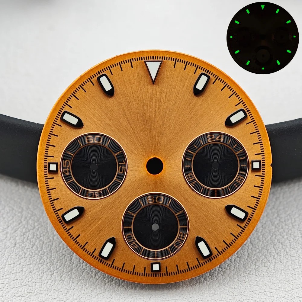 29mm Green Luminous Watch Dial +Hands for Vk63 Movement Watch Repair Parts