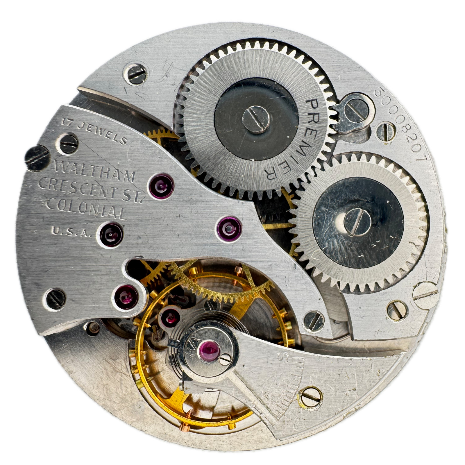 Vintage 12s Waltham 1924 Col.b Crescent St. Colonial Pocketwatch Movement No.209