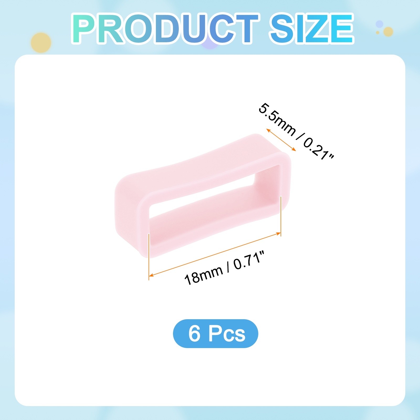6pcs 18mm Pink Watch Band Loop Silicone Watch Strap Retainer Loop for Watch