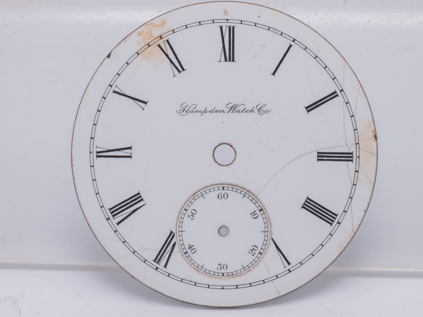 Hampden 18s Single Sunk Pocket Watch Roman Numeral Enamel Dial – Hairlines
