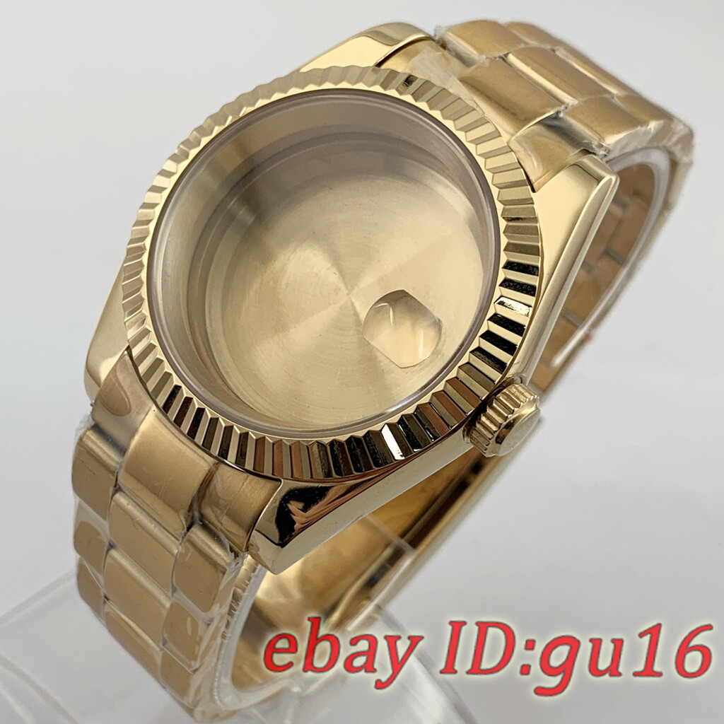 36mm/40mm Gold Oyster strap Watch case Fit NH35 NH36 ETA 2824/2836 Miyota 8215