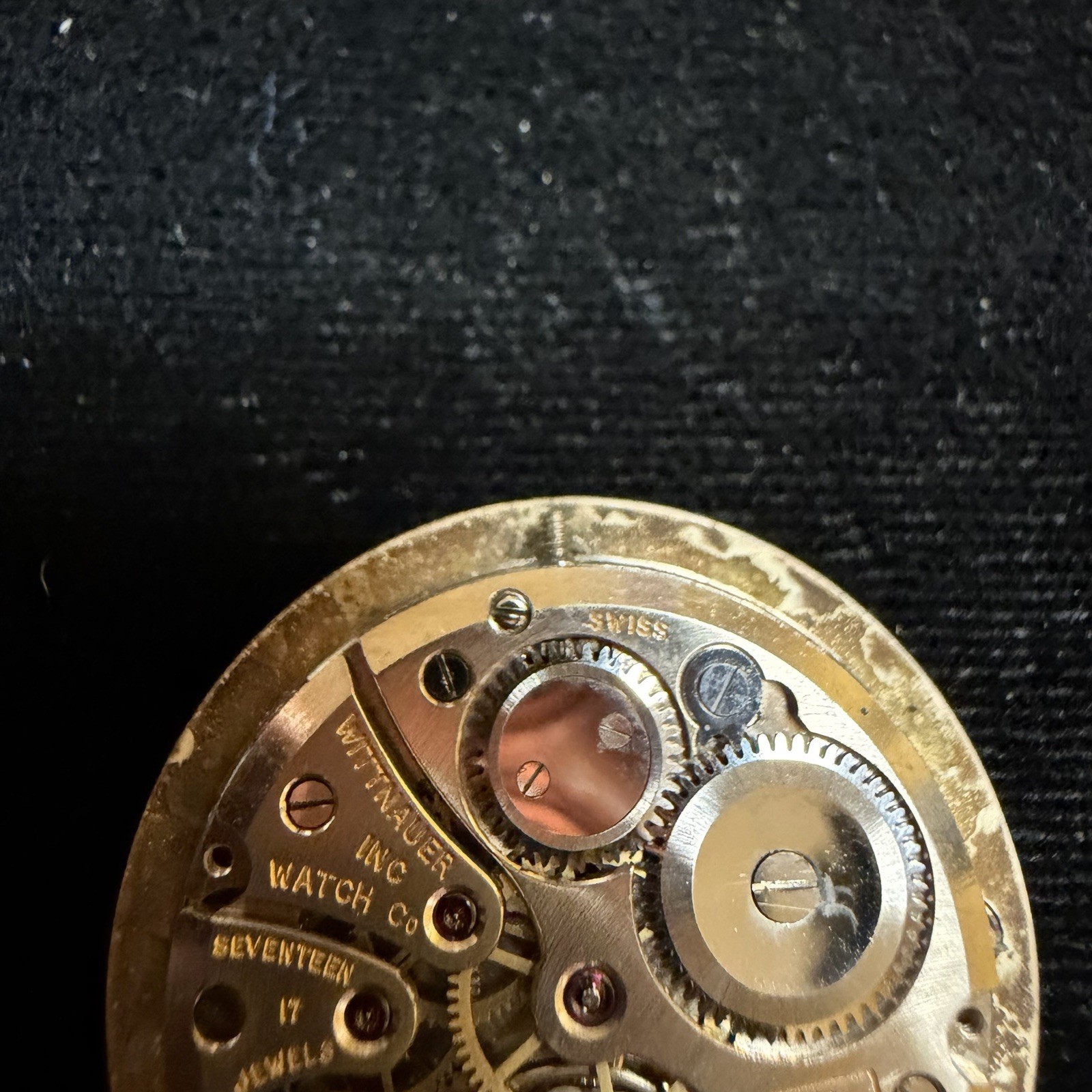 WITTNAUER SWISS MADE WRIST WATCH MOVEMENT & DIAL 17j AXA 76 Revue Parts Repair