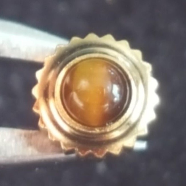 Omega Dustproof Crown With Tiger Eye Cabochon Stone Part Number 22063