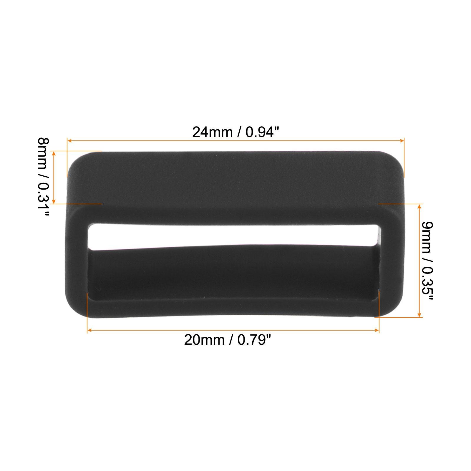 Watch Band Strap Loops Silicone for 20mm Width Watch Band, Black 4 Pcs