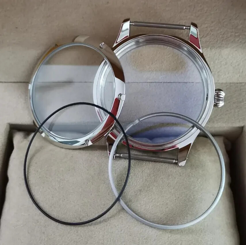 44mm Sterile 316L Steel Watch Case fit ETA 6497/6498 Tianjin ST36 Movement