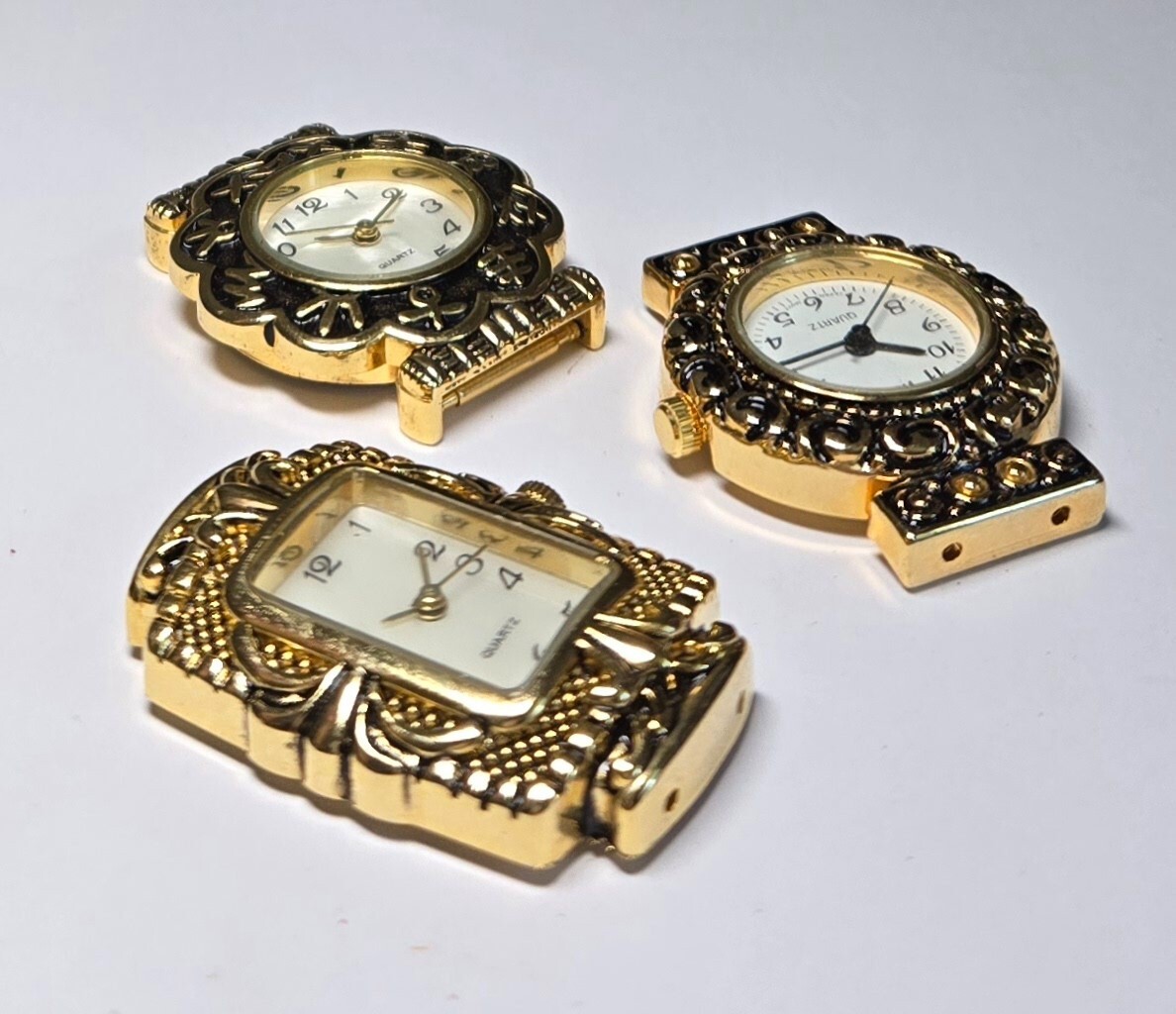 Beading Watch Faces Bronze Battery Included Watch Faces for Jewelry Making 3 pcs