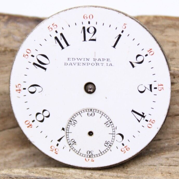 EDWIN PAPE DAVENPORT IOWA 520496 MEN’S POCKET WATCH MOVEMENT 29.3mm (DF)
