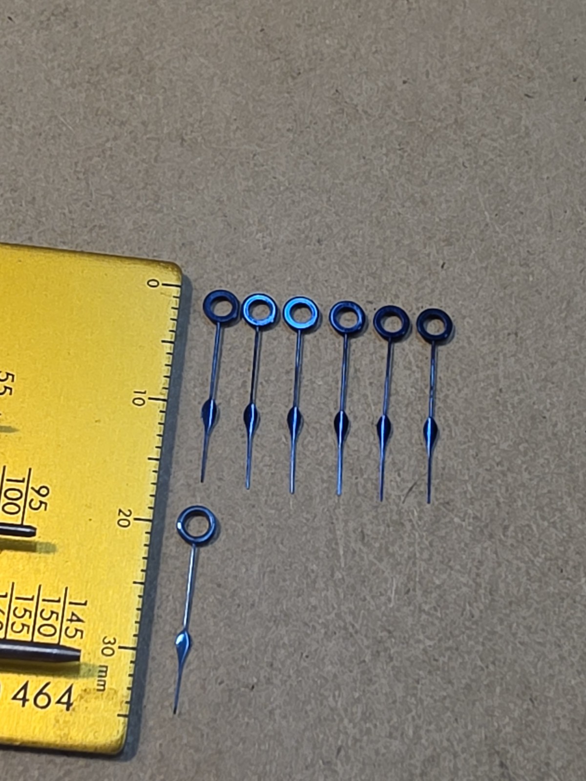 Lot Of 7 Vintage NOS American Pocket Watch 16s Blue Spade Hour Hands Hole 190