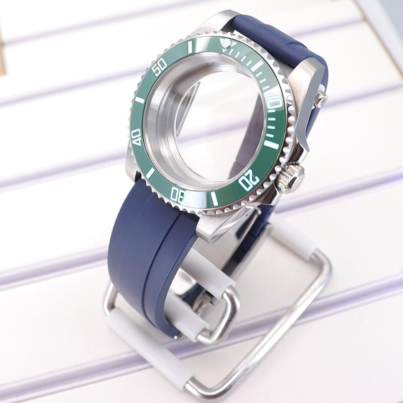 Diver 40mm Watch Case Rubber Strap C3 Luminous Bezel For Seiko Nh35 NH34 ETA2824