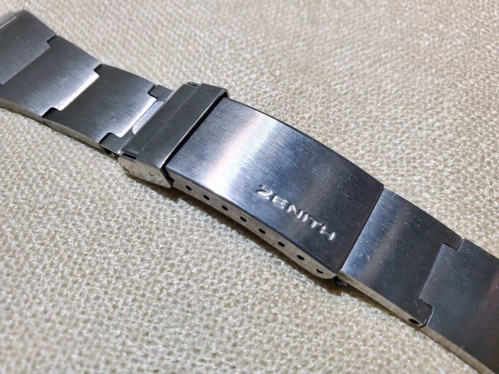 Very Rare 70s Zenith Lobster Style Stainless Steel Fliplock Bracelet 24mm Width