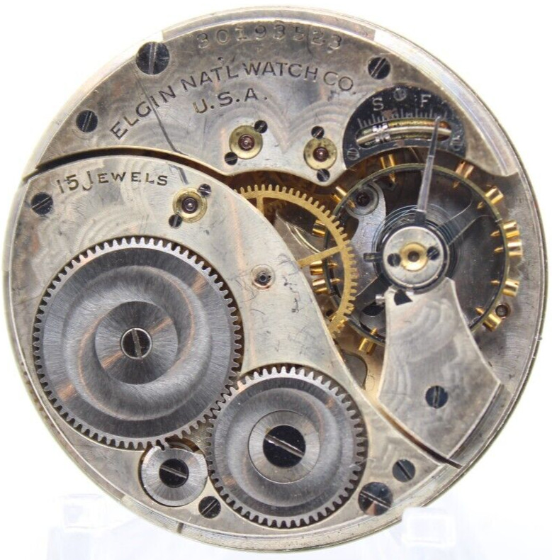 1928 ELGIN POCKET WATCH MOVEMENT 30193523 GRADE 315 12s 15j (RC4)