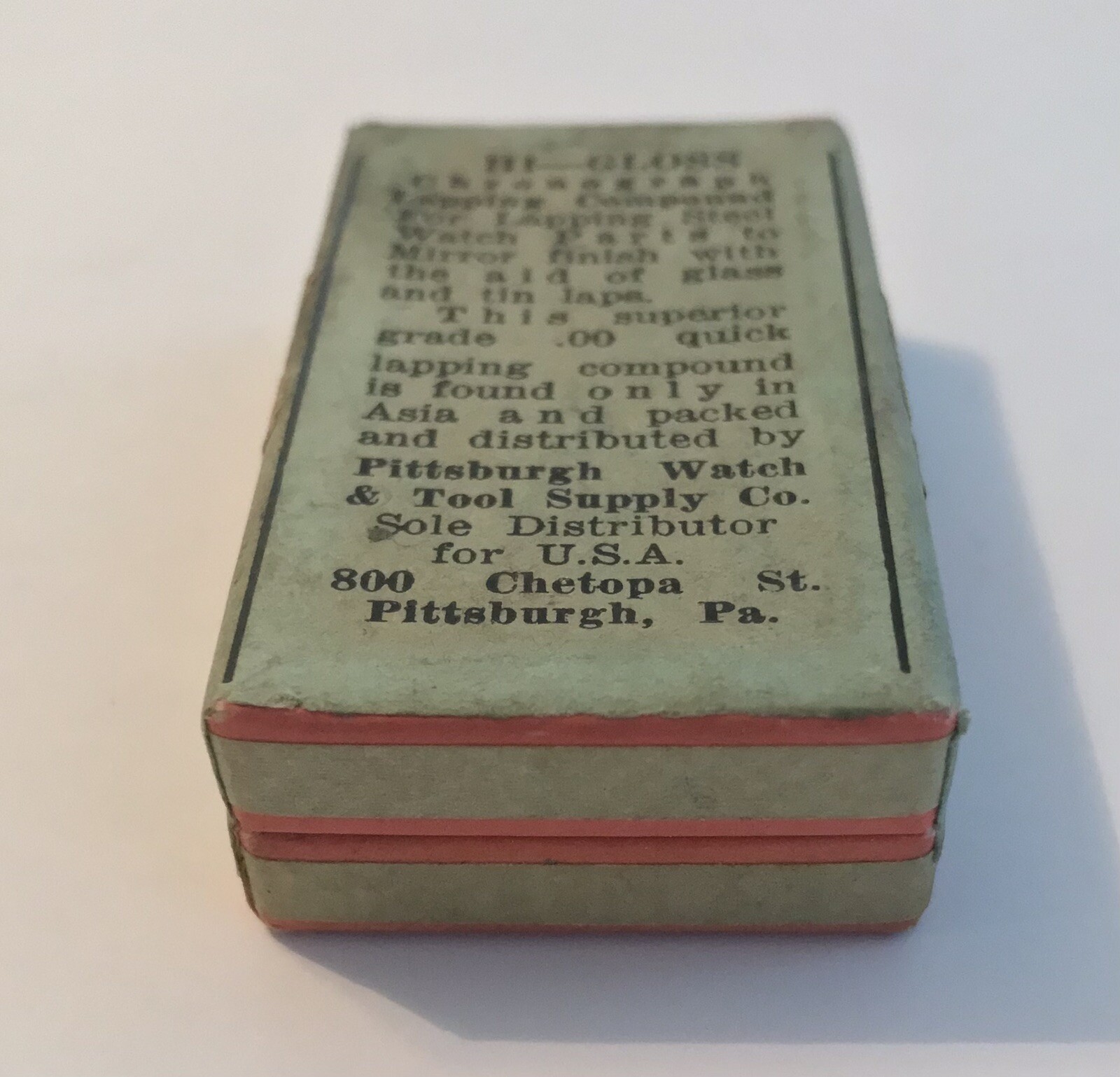 Vintage Pittsburgh Watch & Tool Co Chronograph Lapping Compound Watchmaker Box