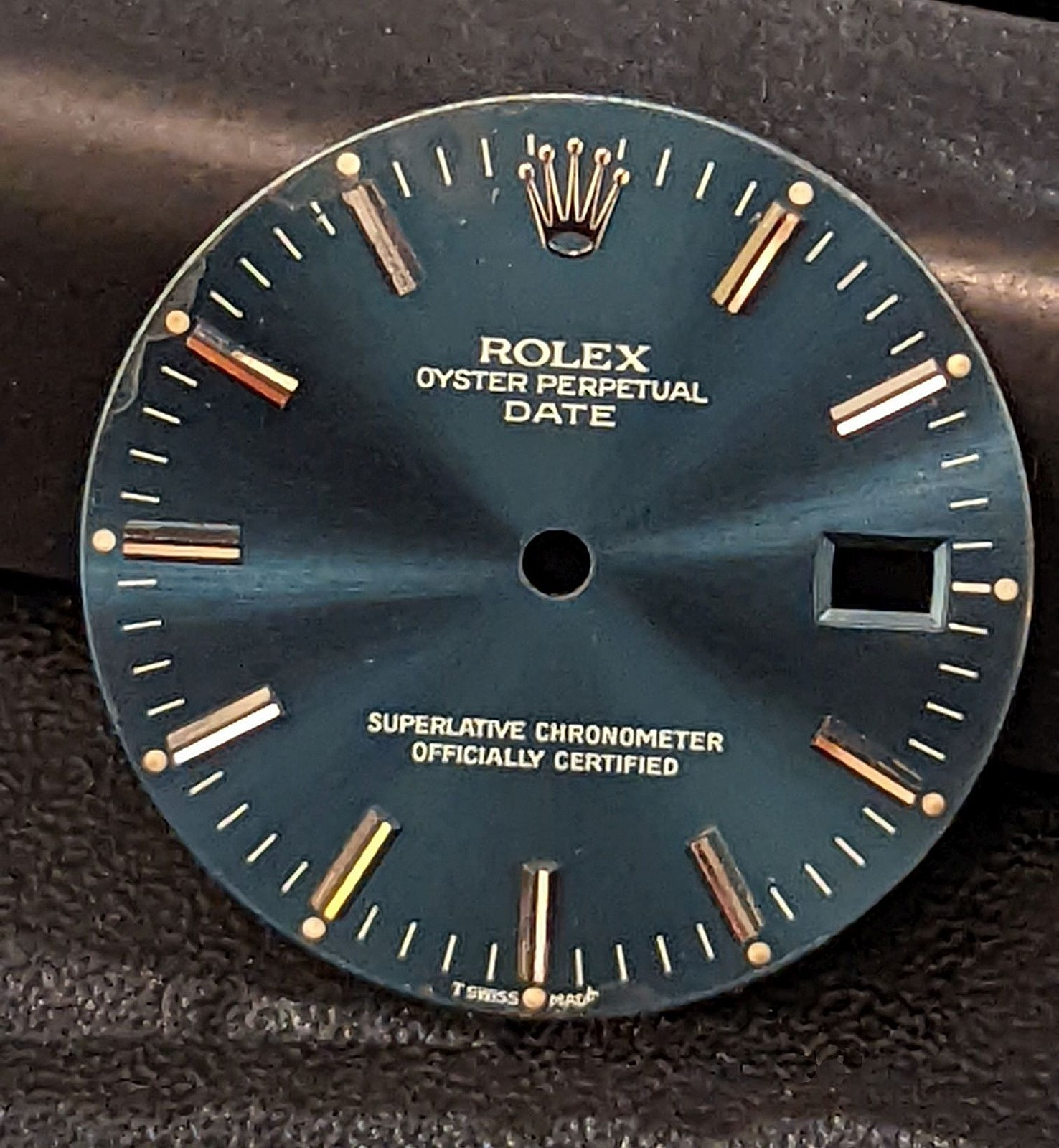 LATER ROLEX OYSTER PERPETUAL BLUE GOLD SINGER DIAL -PINS FIT 1500 1501 1570 1575