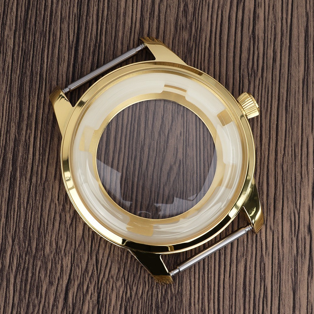 Steel Golden Watch Case 40.6mm/33mm Modify Seiko Mod 10ATM For Seiko NH35 36 38