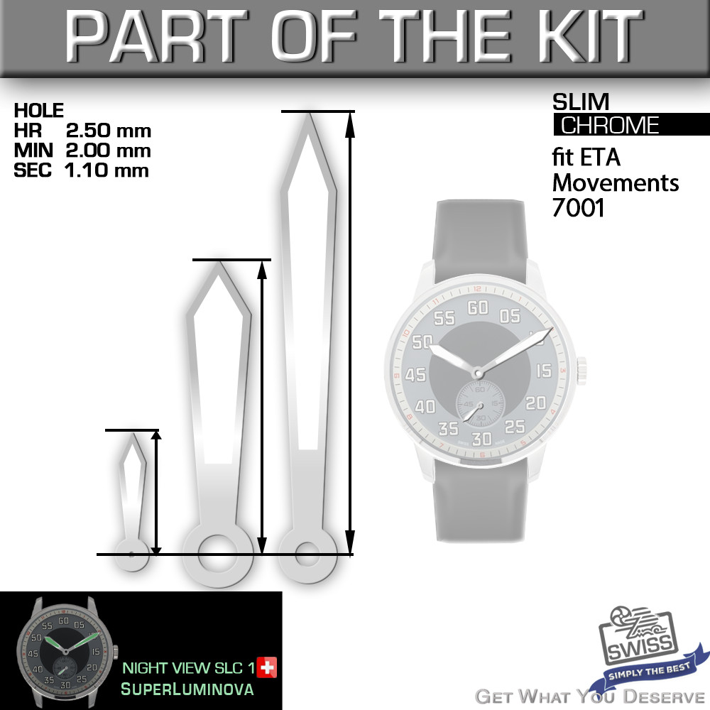 DO IT YOURSELF KIT : SLIM CASE 41MM, SPORT SILVER, HANDS, BR, fit ETA 7001