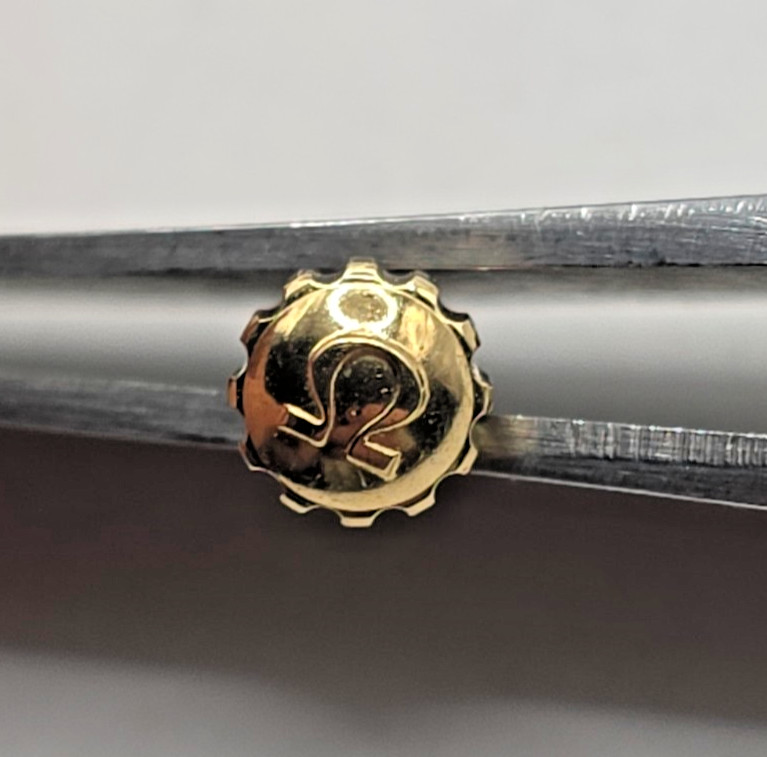 OMEGA Vintage Waterproof Yellow Gold Plated Crown D.4.7mm P.90 2mm Tube