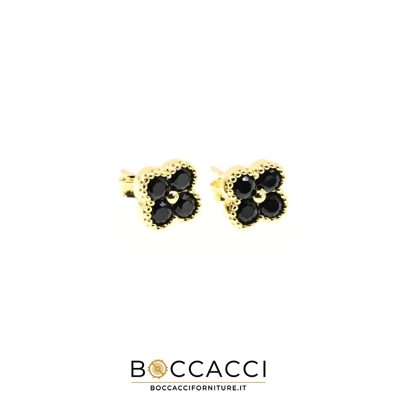 OROQUATTRO GROUP Silver Earrings With Black Gemstones (NEW)