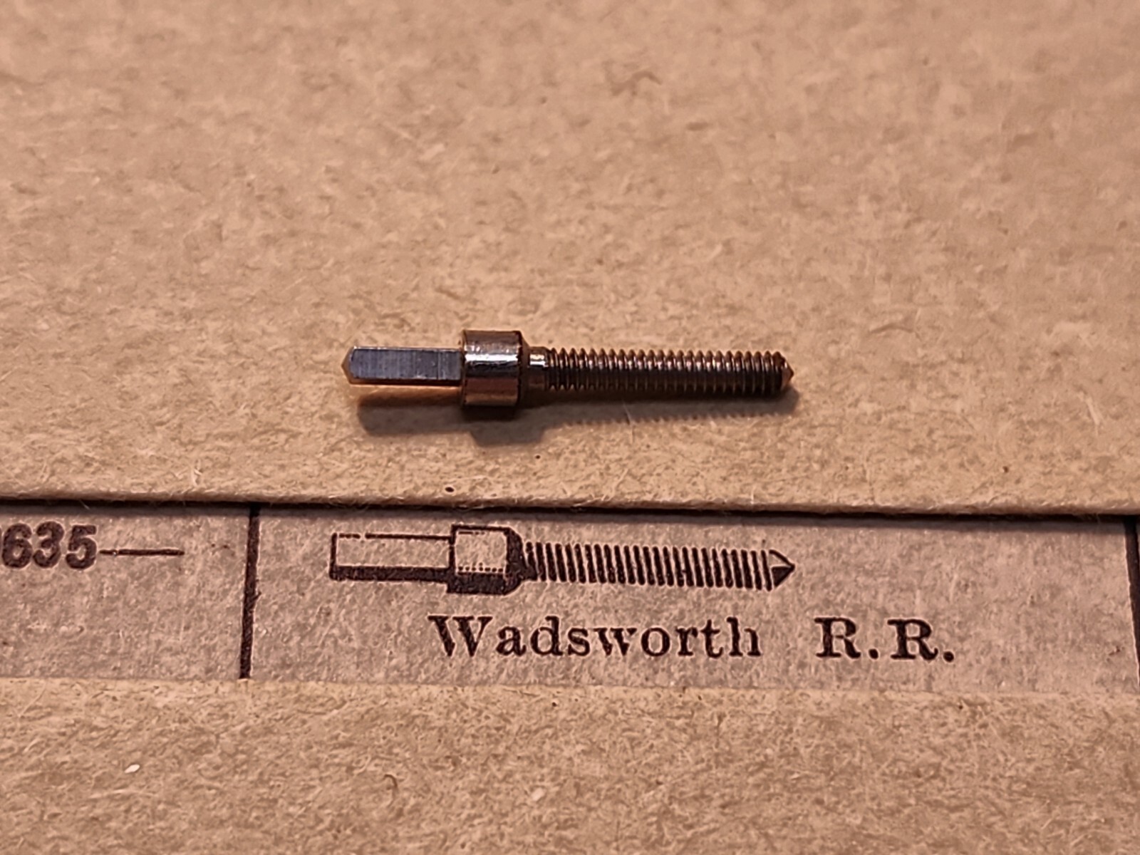 NOS American Pocket Watch Wadsworth RR Stem N-9635 16s Square 6s Thread Tap 2