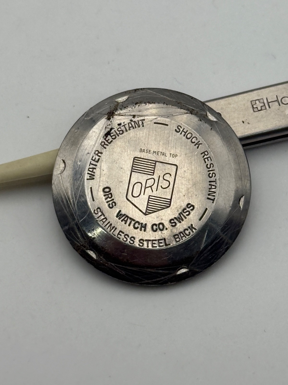 oris watch co swiss 31.7-30.2mm caseback steel screw to screw
