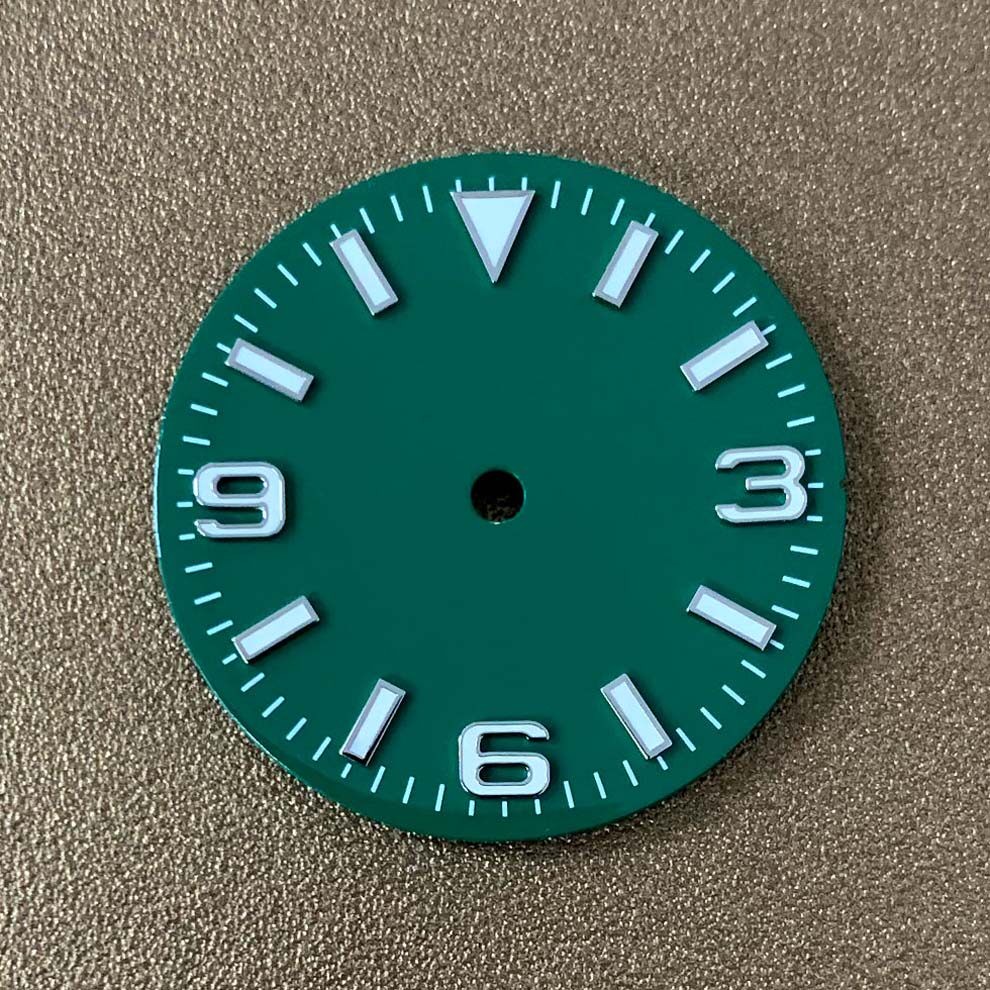 28.5mm Enamel Watch Dial Green Luminous for Nh35 Nh36 Movement Watch Accessories
