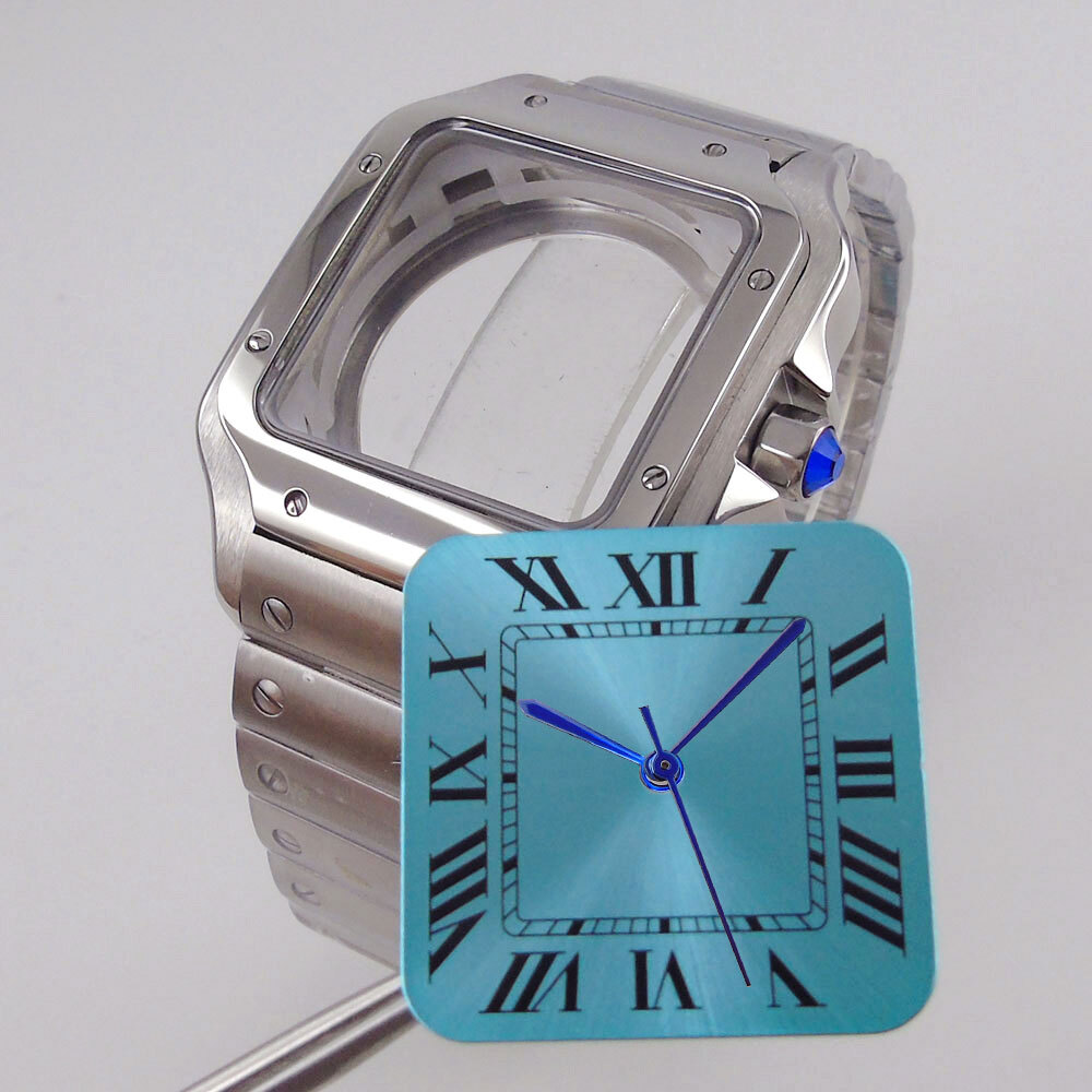 Sapphire Crystal 40mm Square Watch Case+Dial Fit NH35A Miyota821A DG2813 ETA2824