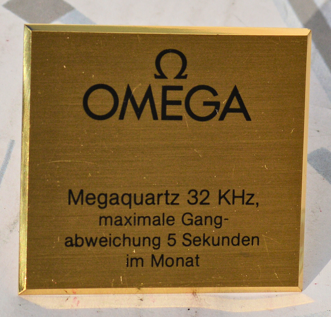 Rare Vintage Original Showcase Plate for Omega Megaquartz 32KHz Watch