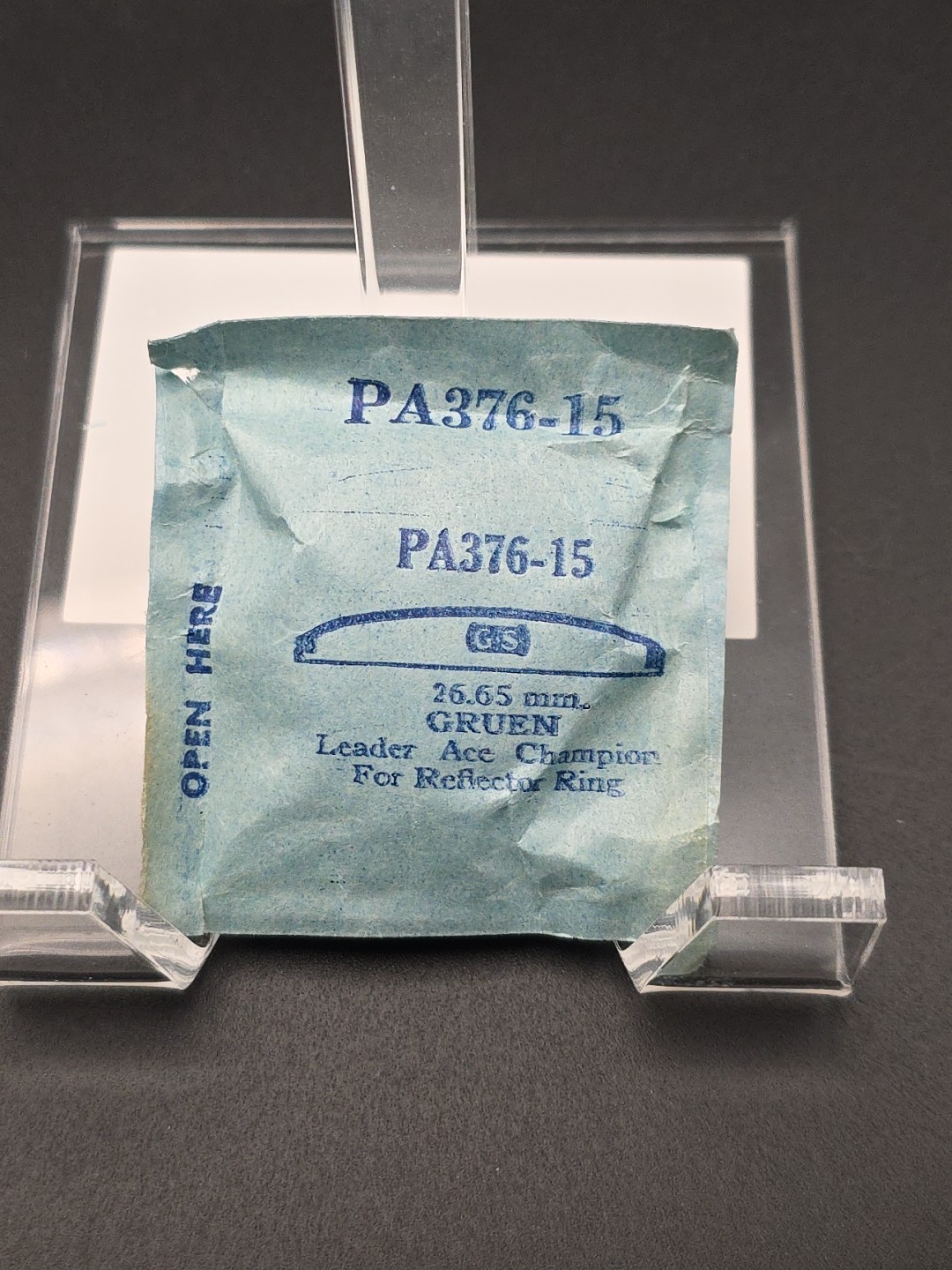 G-S Watch Crystal PA376-15 26.65mm Gruen Leader Ace Champion For Reflector Ring