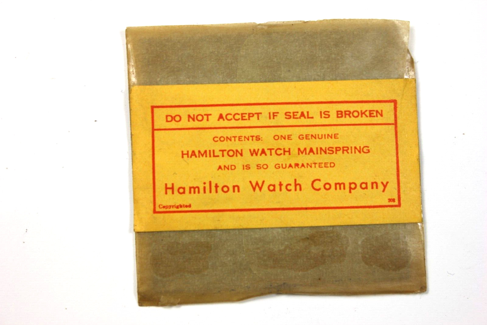 HAMILTON Resilient Main Spring 18/0 Size No. 2721 – 17 Jewel