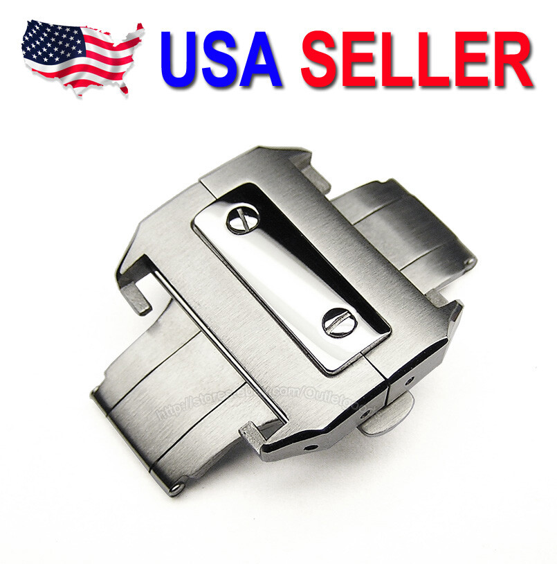 21mm Deployment Clasp Buckle Fits Cartier Santos 100 Leather Watch Band Strap