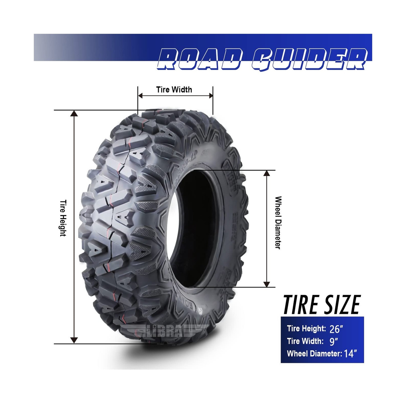 Road Guider One ATV UTV Tires 26×9-14 26x9x14 6PR Mud