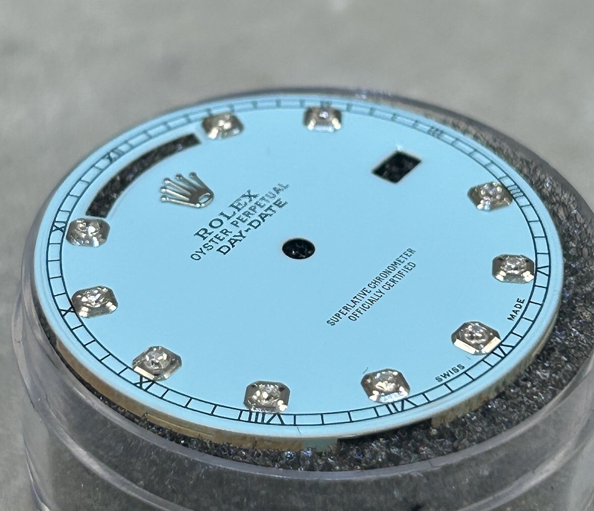 Rolex Day Date 40mmCustom Light Blue Diamond Dial With White Settings For 228239