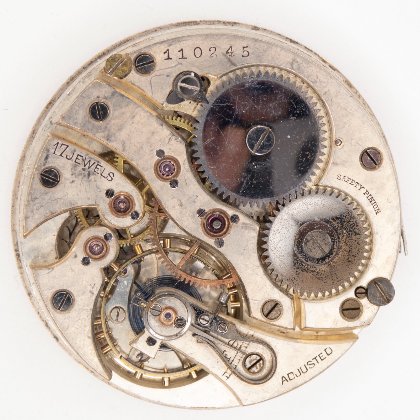 High Grade Swiss 43.1 x 9 mm 17-Jewel Antique Pocket Watch Movement, Parts