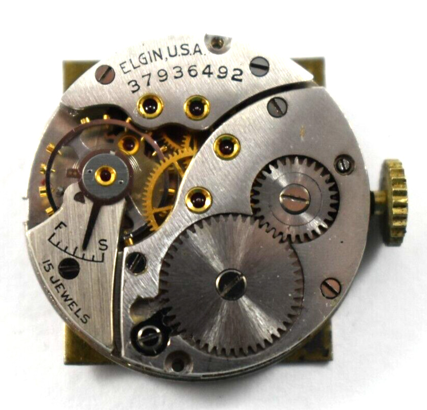 Vintage Elgin Manual Wind 15J 8/0s Wrist Watch Movement lot.fg