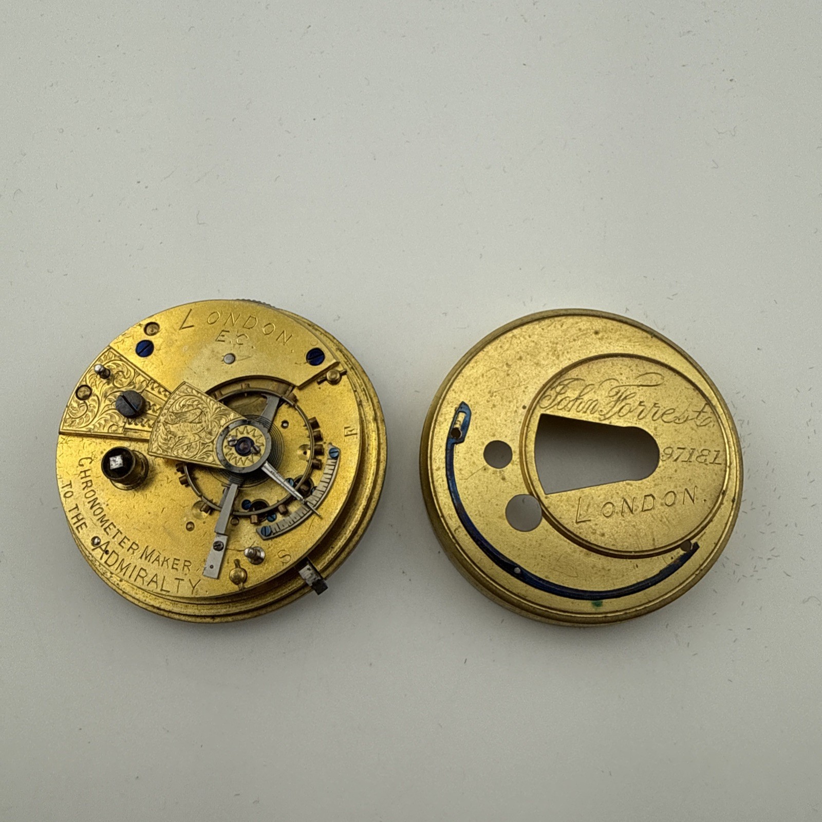 Vintage John Forrest 46.53mm Fusee Pocket Watch Movement Good Balance & Ticks