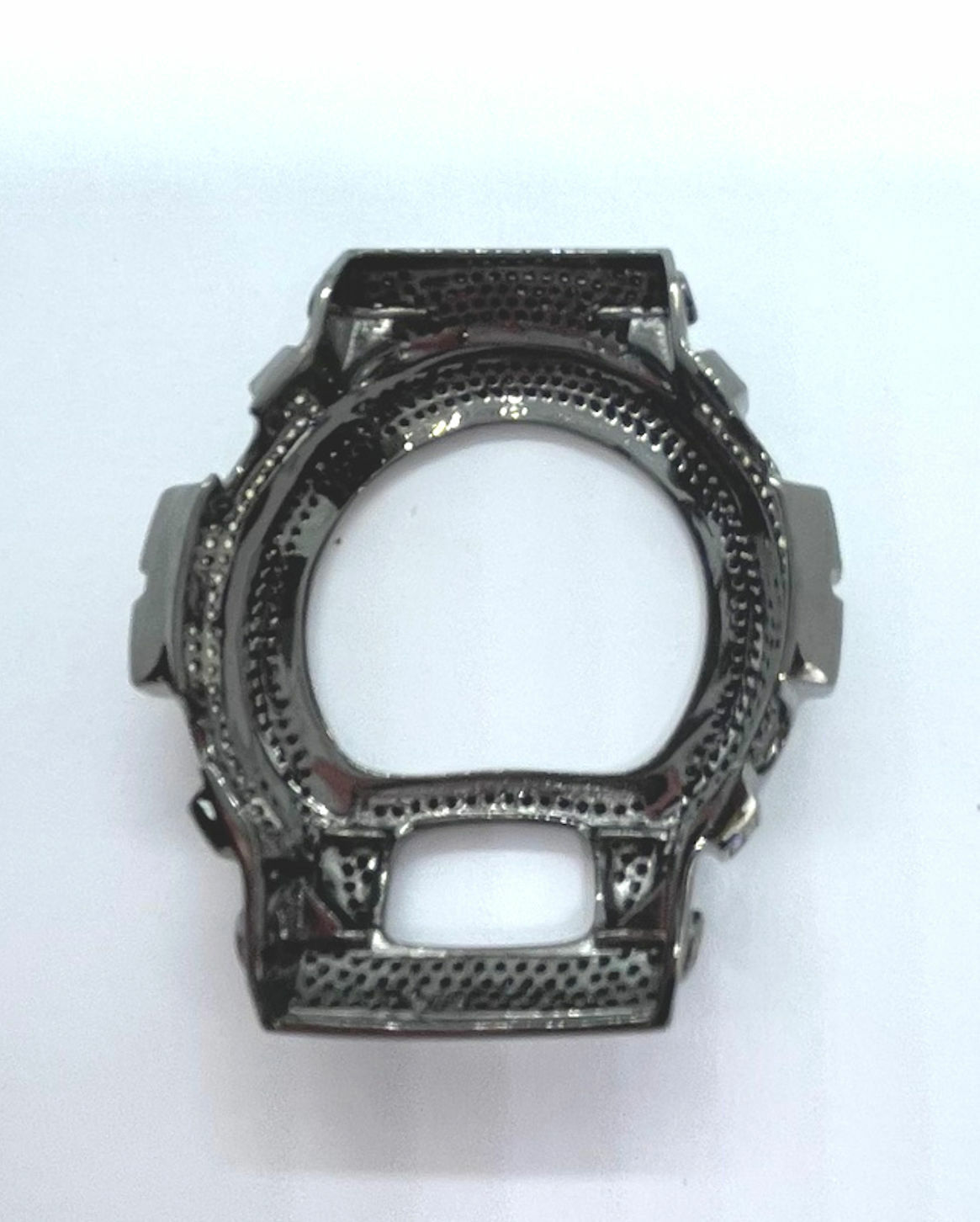 Casio G- Shock DW-6900 Black Steel Cubic Zirconia Yellow & Black CZ Watch Bezel