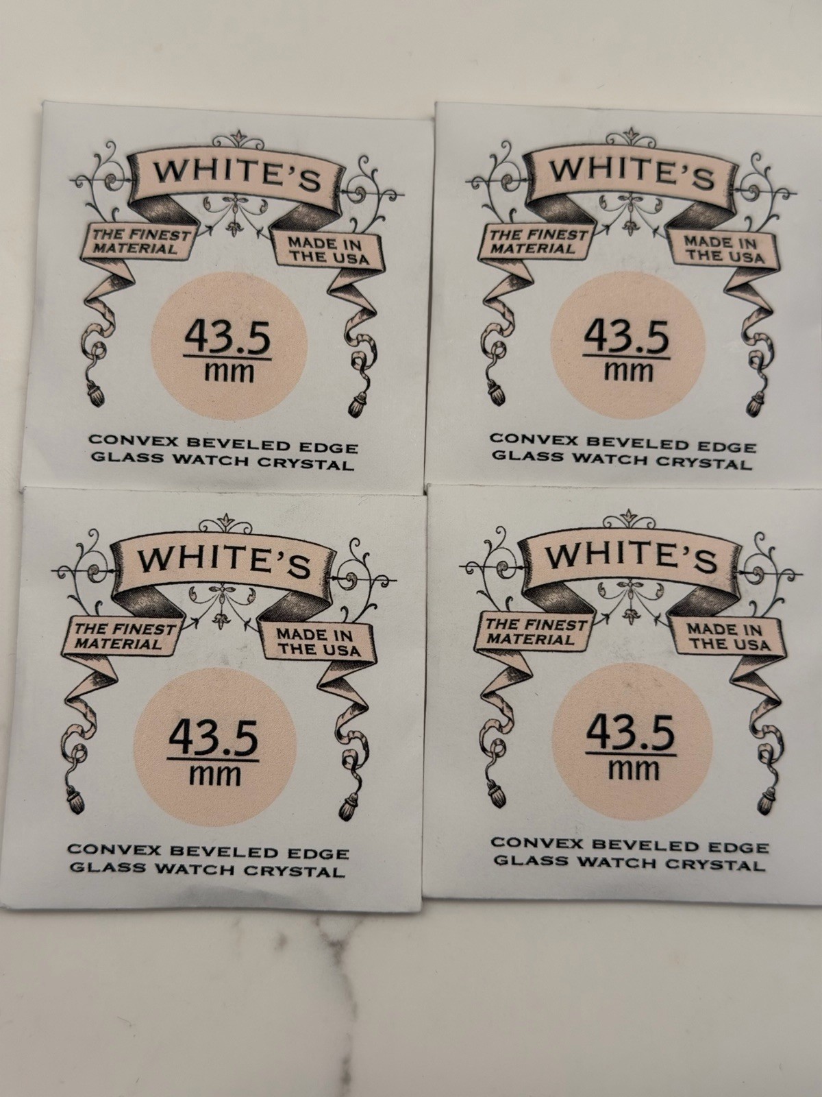 White’s 43.5 mm Convex Beveled Edge Watch Crystals Lot Of 4 A1