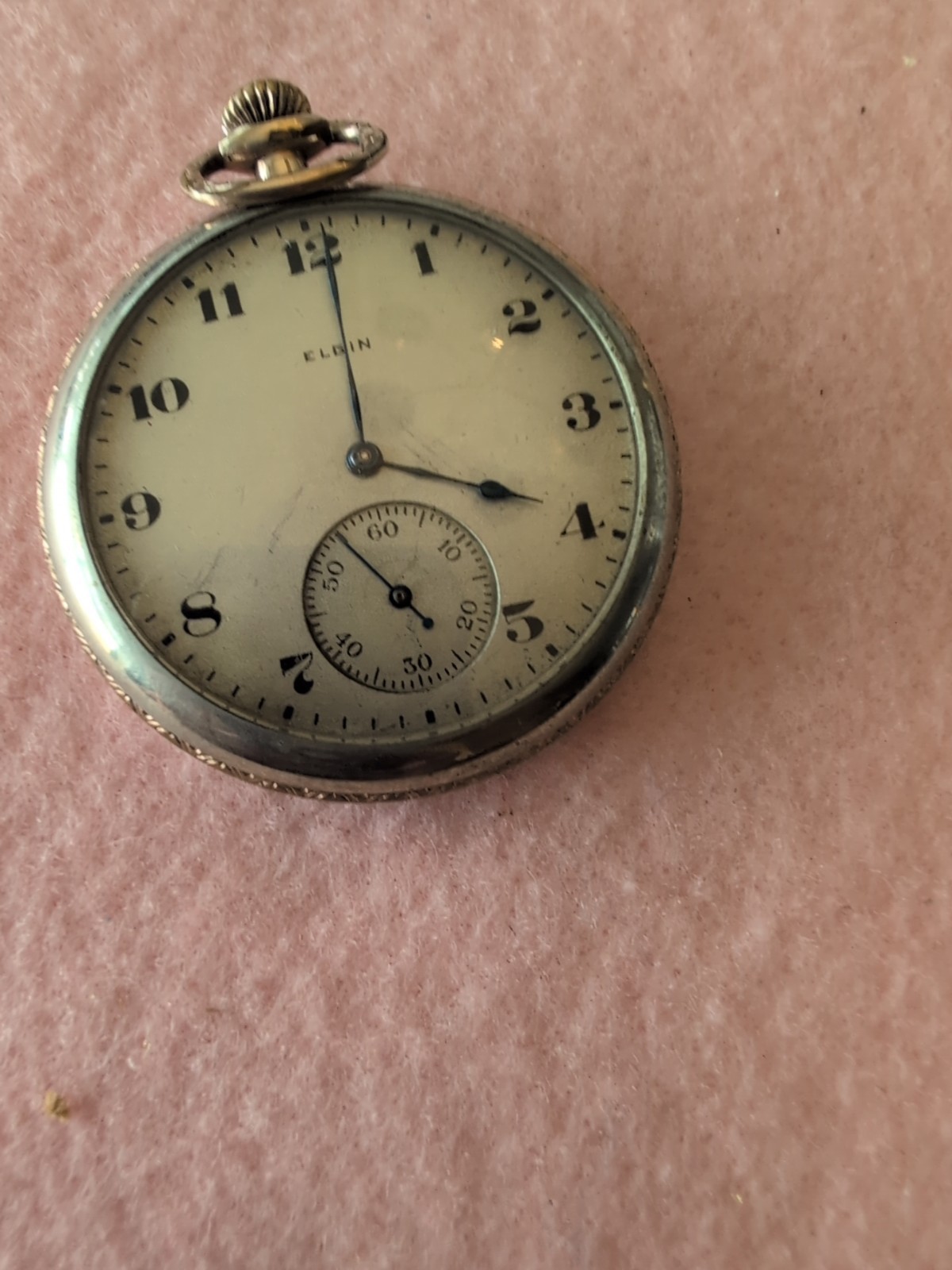 Antique Elgin in Wadsworth Platold two tone pocket watch case, Works Good
