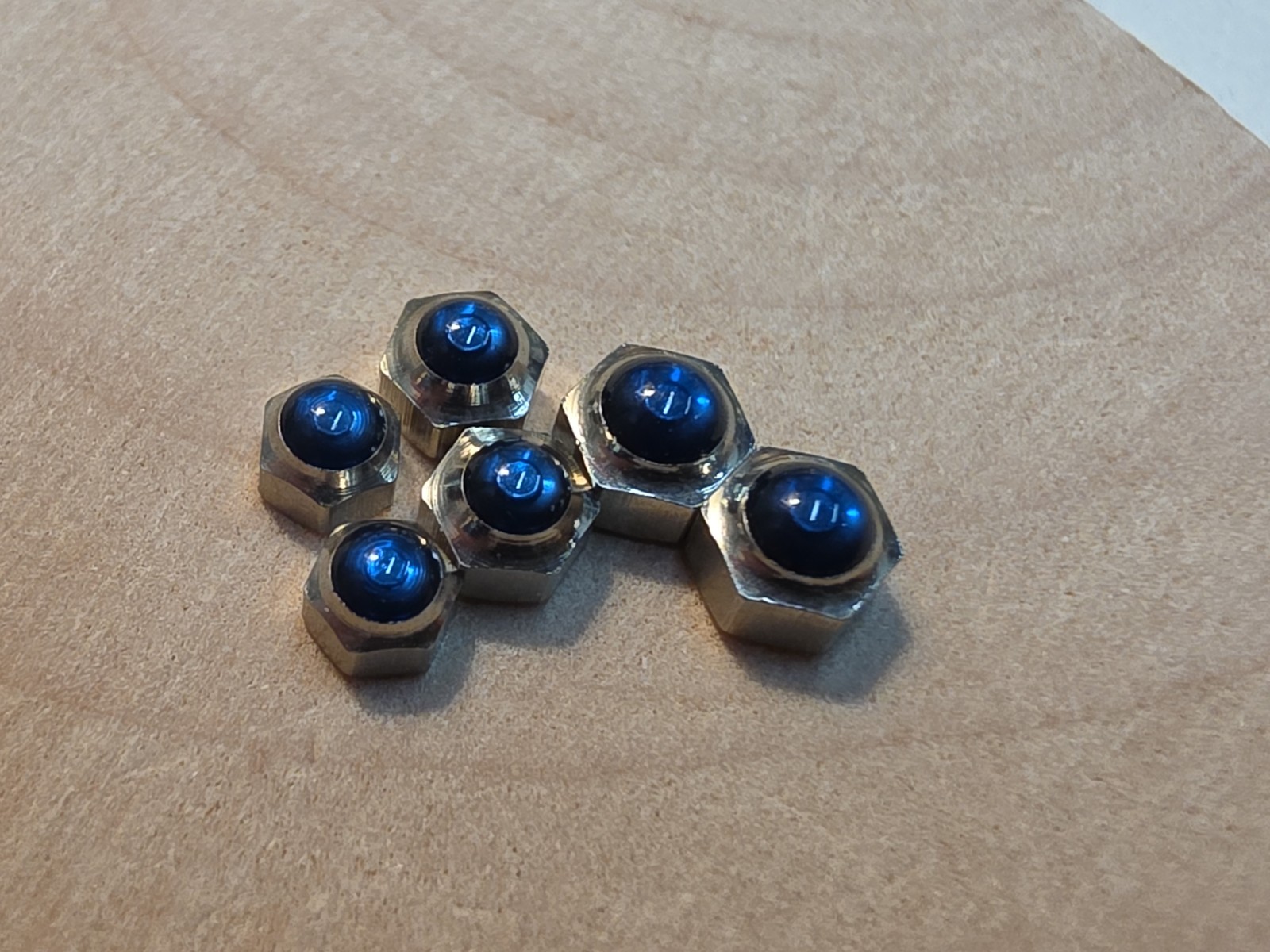 Lot Of 6 NOS Blue Cabochon Silver-Tone Wristwatch Crowns-3 Sizes, 3.44mm-4.42mm