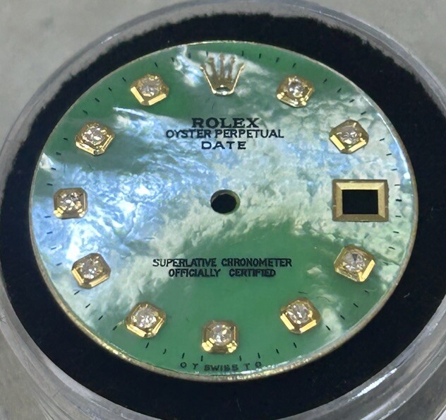 Rolex 34mm Date Watch Custom Green MOP Diamond Dial For NQ Models 1500 & 1503