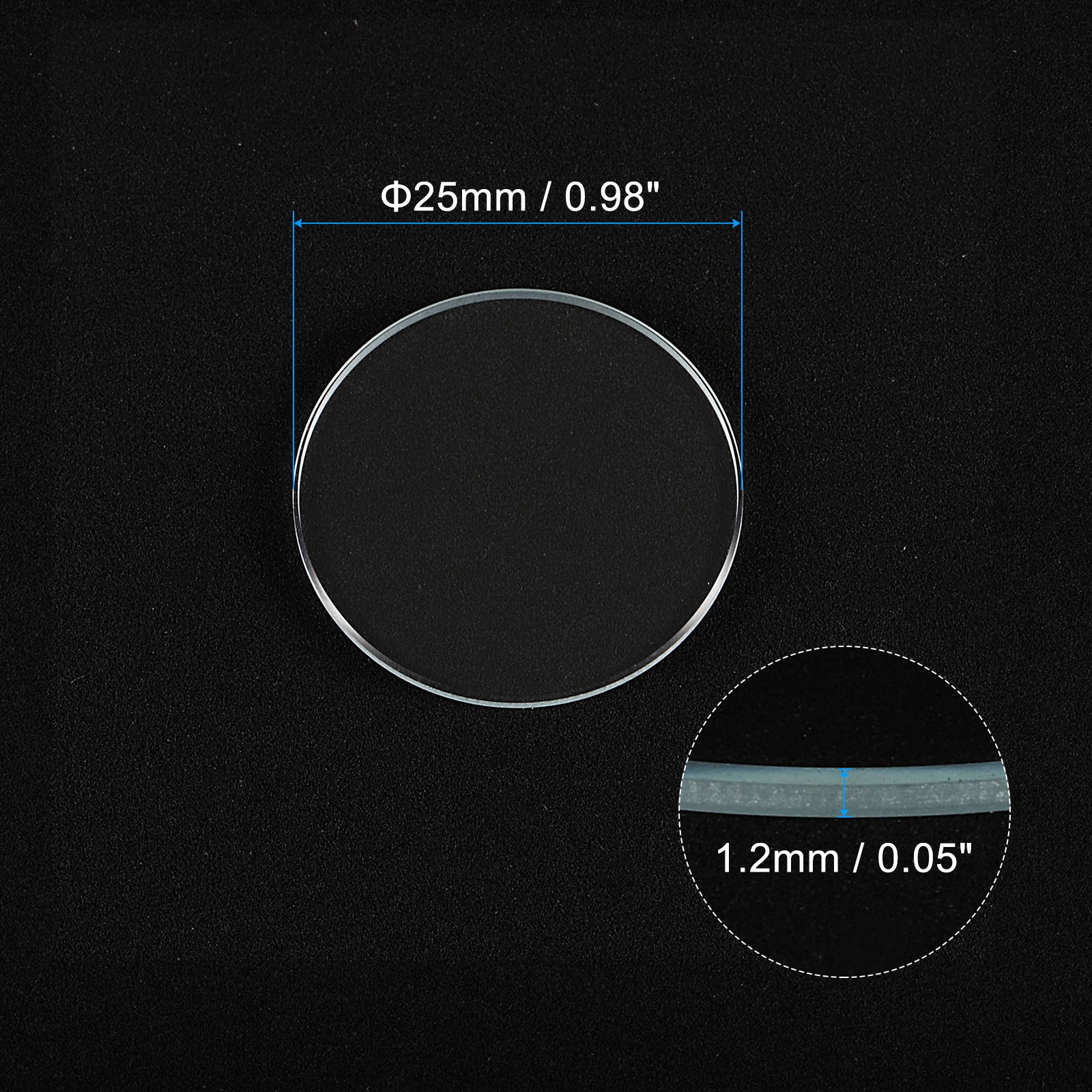 18pcs Watch Crystal Glass Lens 25mm Flat Round Glass Watch Face Crystals Lens