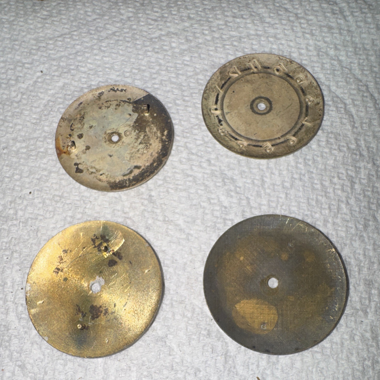 Lot of 4 Vintage Watch Dials Silver/Beige Arabic Markers for Wyler Waltham