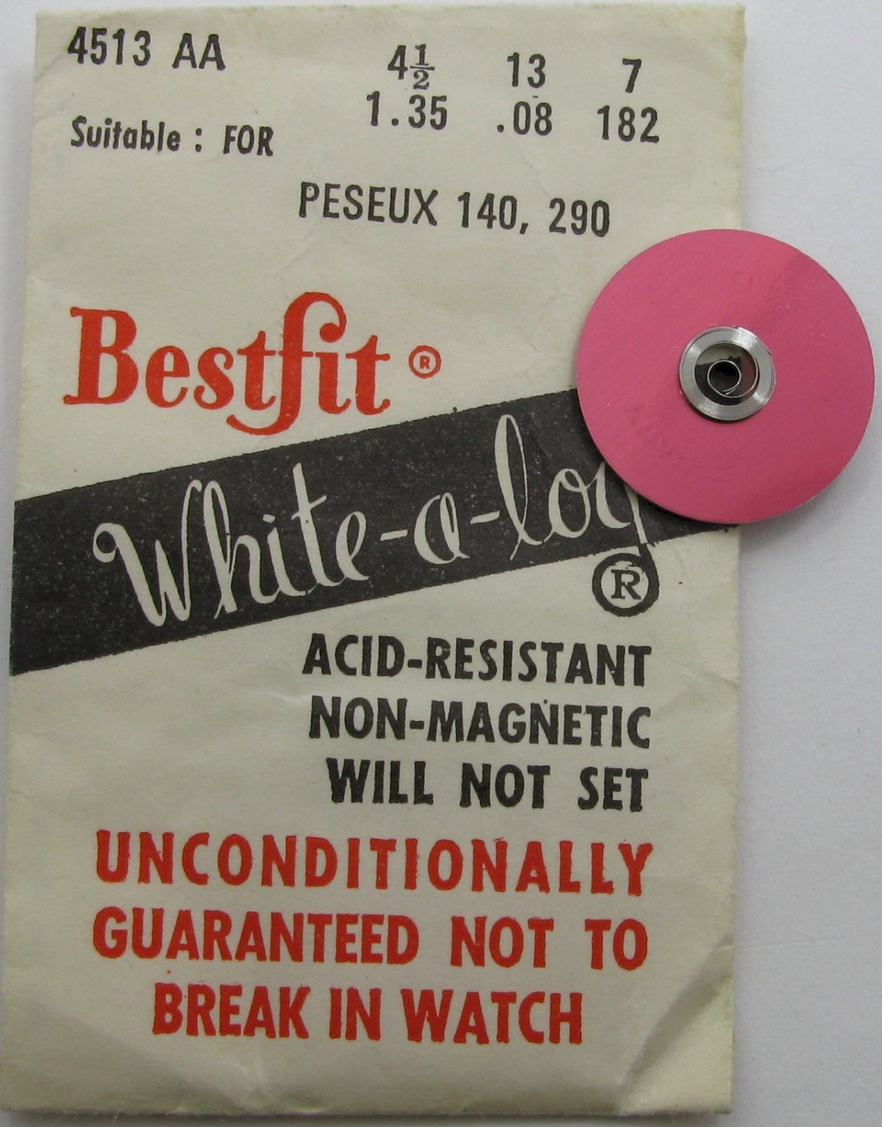 Peseux 140 290 … watch part: mainspring #770 * white alloy BestFit 4513 AA