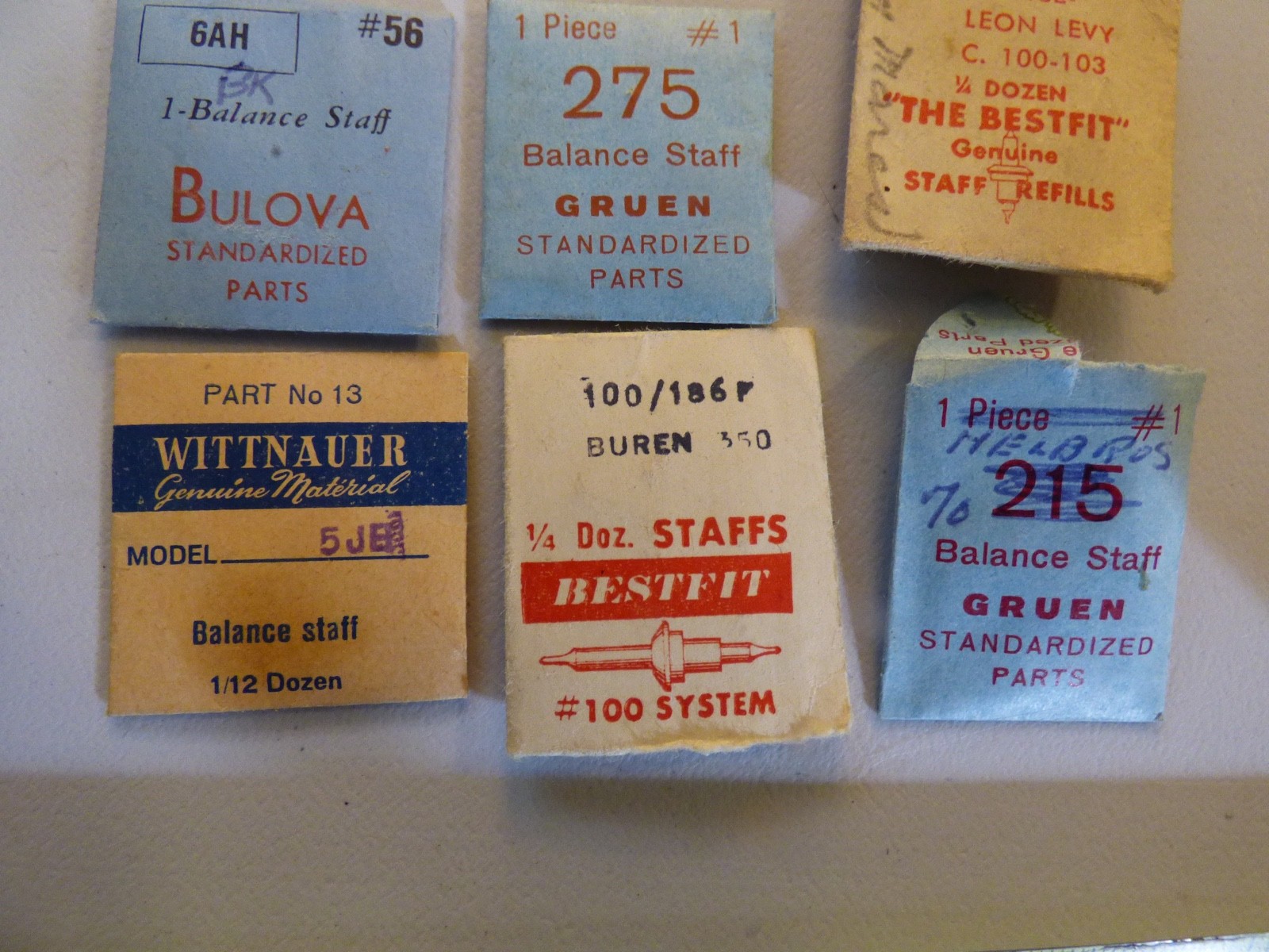 Vintage Wrist Watch Balance Staff MISC Lot *NOS* Seiko Sportsman, Bulova, Gruen