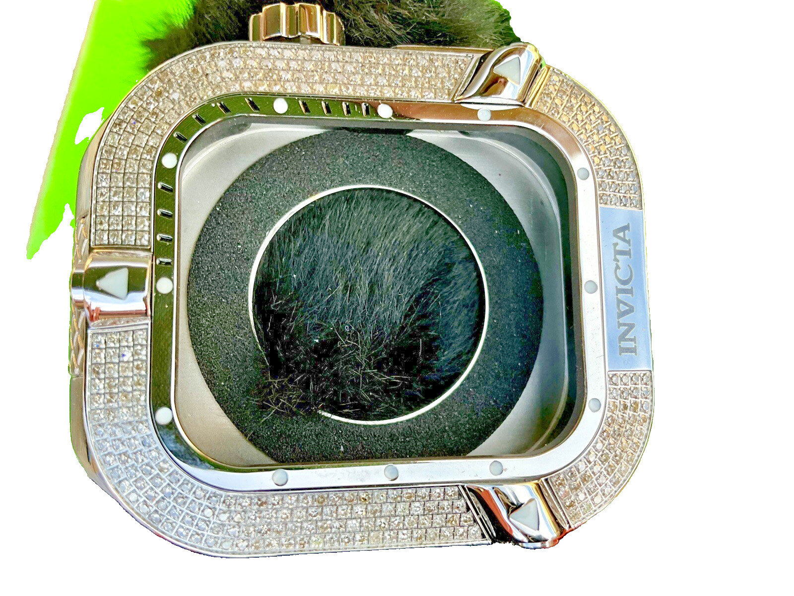 GENUINE DIAMOND BEZEL/INVICTA Band For APPLE WATCH 44mm 1.49 CTW DIAMONDS