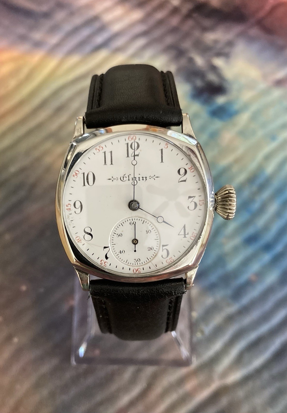 Elgin 1901 RR Dial Illinois W.C.Co Cushion Case 0 Size 11J Vintage Watch