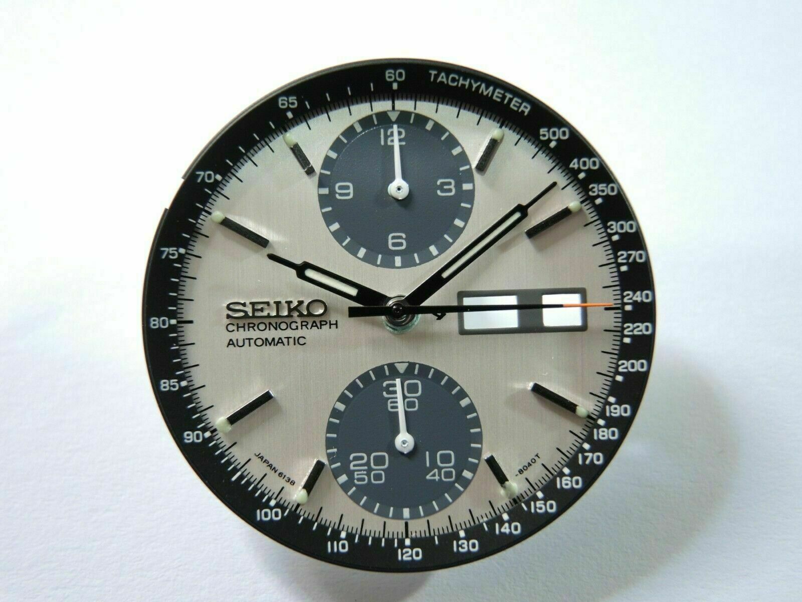 NEW BRUSHED FINISHED DIAL,HANDS,INNER RING VINTAGE PANDA 6138-8020 CHRONOGRAPH