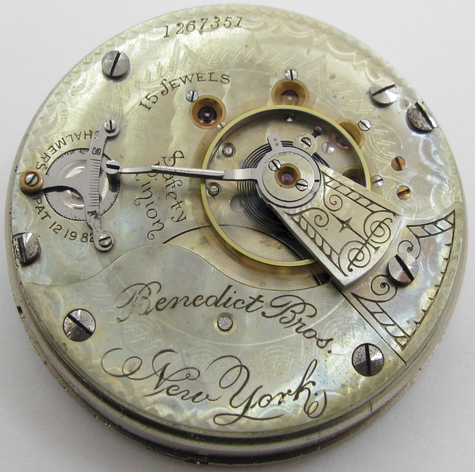 Illinois 18s Benedict Bros. New York 15 j. Pocket Watch Movement for project HC